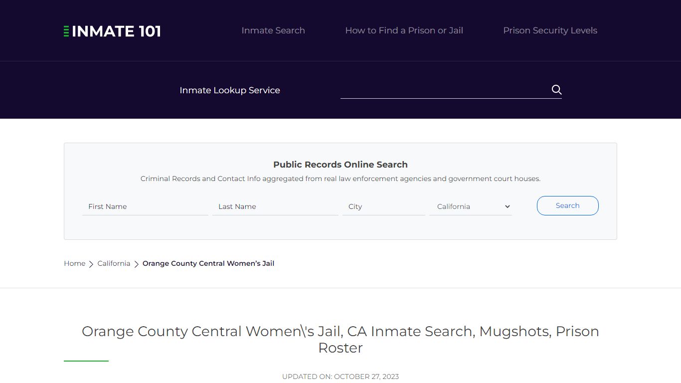 Orange County Central Women's Jail - Inmate101