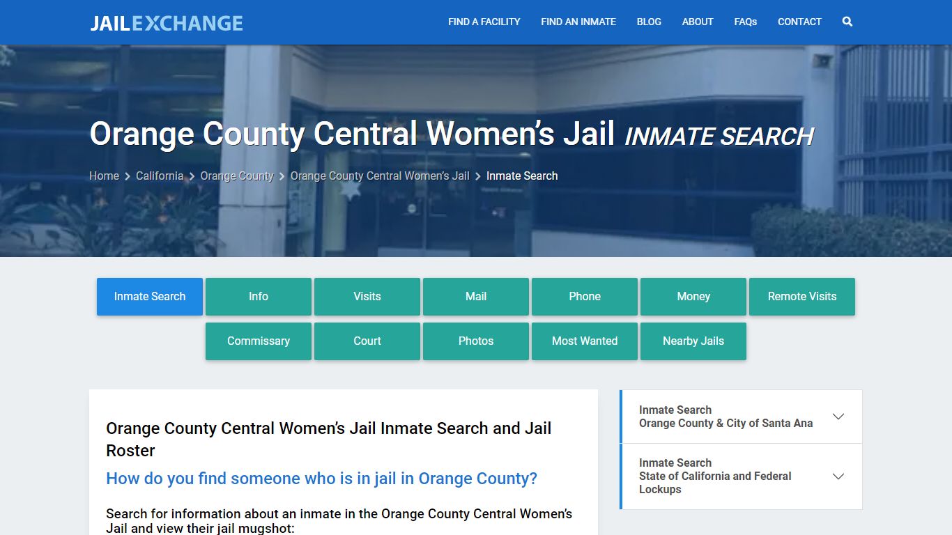 Orange County Central Women’s Jail Inmate Search